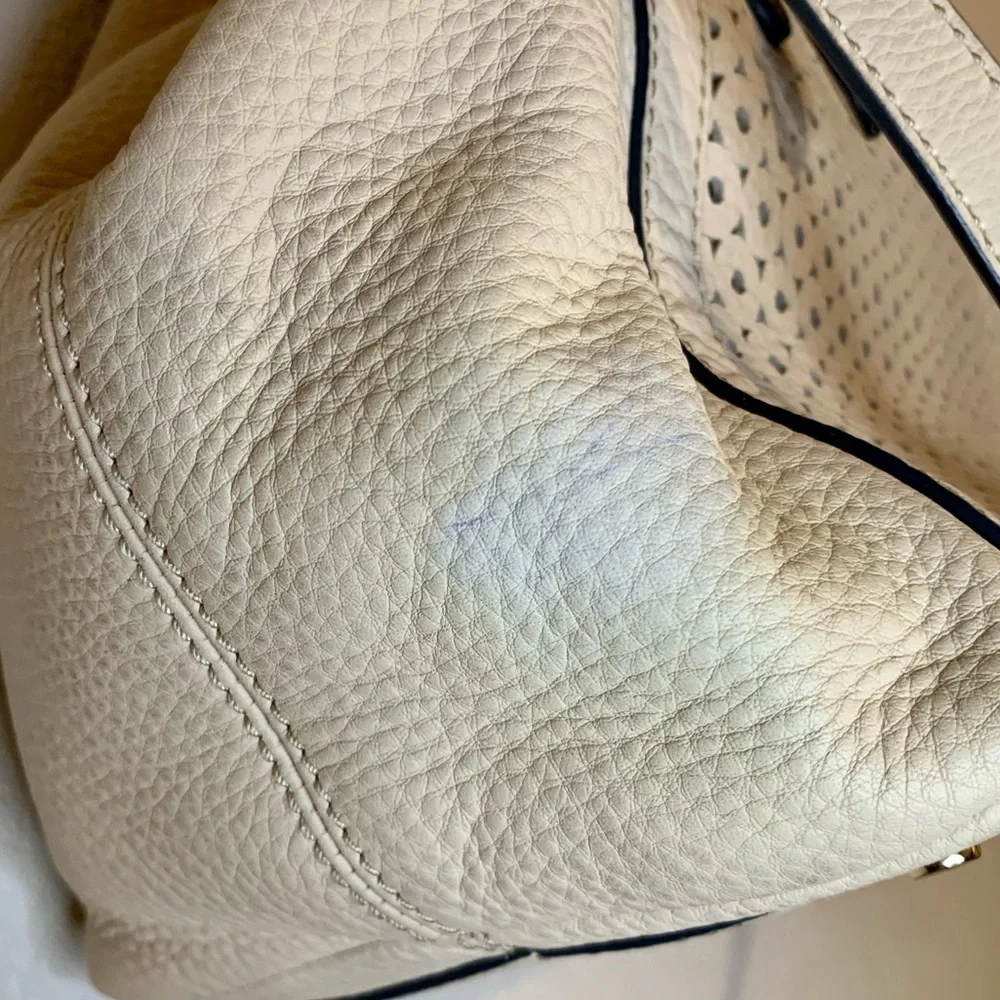 Kate Spade Mercer Isle Sloan Satchel Crossbody Leather Bag Ostrich Egg Off White